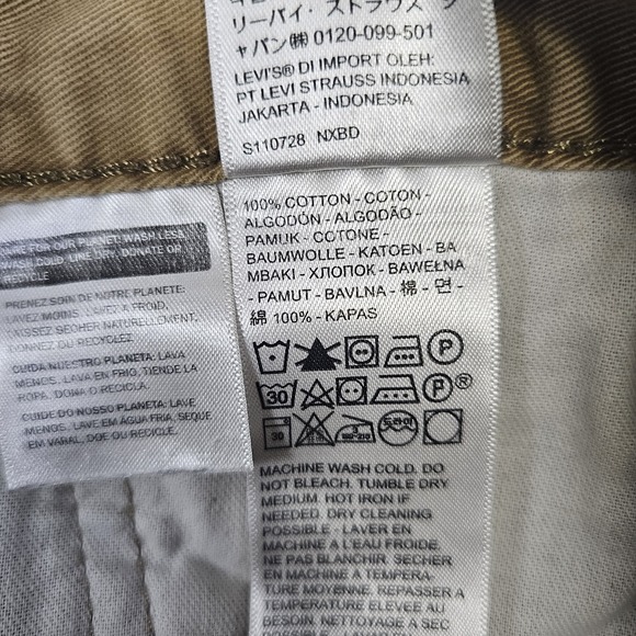 Levi's 514 Straight Fit Jeans Men's 38x31* Khaki Tan Cotton Twill Pants Mid Rise - Picture 8 of 9